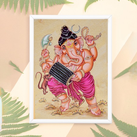 Nritya Ganesha Playing Mridangam Divine Painting